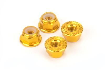 Monkey King M4 Alloy Serrated Nyloc Nuts - Gold - 4pcs