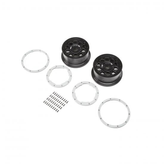 Losi Wheel, Black: Beadlock, Silver (2): DBXL-E (Losi45015)