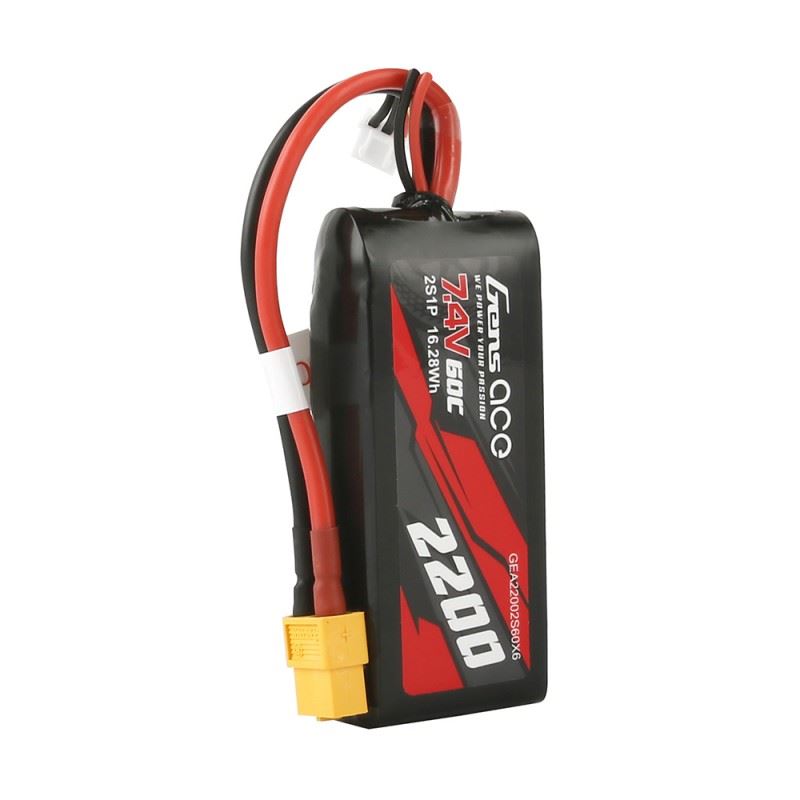 Gens ace 2200mAh 7.4V 60C 2S 1P Lipo Battery With XT60 Plug