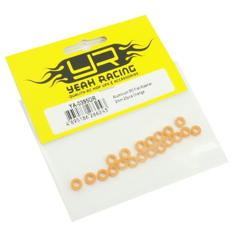 Yeah Racing Aluminum M3 Flat Washer 2mm 20pcs Orange