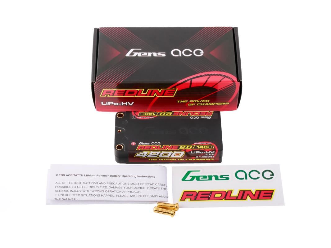 Gens Ace Li-Po Hv Car Hard Case 2S1P 7.6V 4200Mah 140C Rl2 Short 5mm