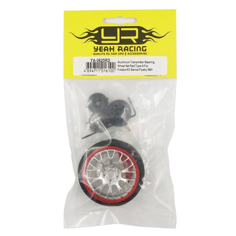 Yeah Racing Aluminum Transmitter Steering Wheel Set Red Type A For Futaba KO Sanwa Flysky NB4