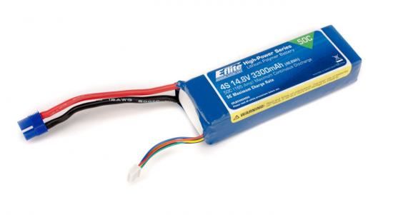 E-Flite 3300mAh 4S 14.8V 50C LiPo, 12AWG EC3 (EFLB33004S50)