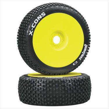 Duratrax X-Cons 1/8 Buggy Tire C3 Mounted Yellow (2)