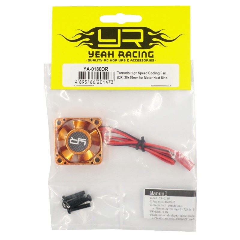 Yeah Racing Tornado High Speed Cooling Fan (OR) 30x30mm for Motor Heat Sink