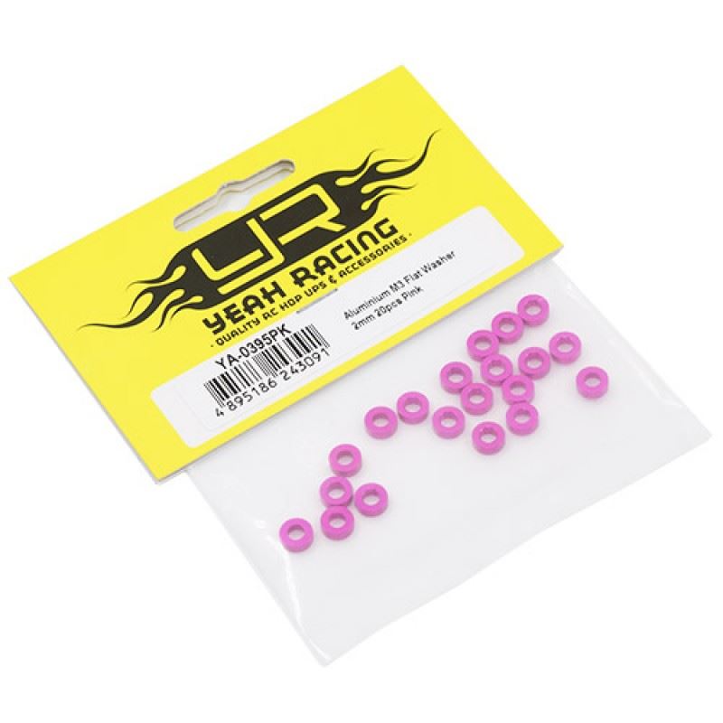 Yeah Racing Aluminum M3 Flat Washer 2mm 20pcs Pink