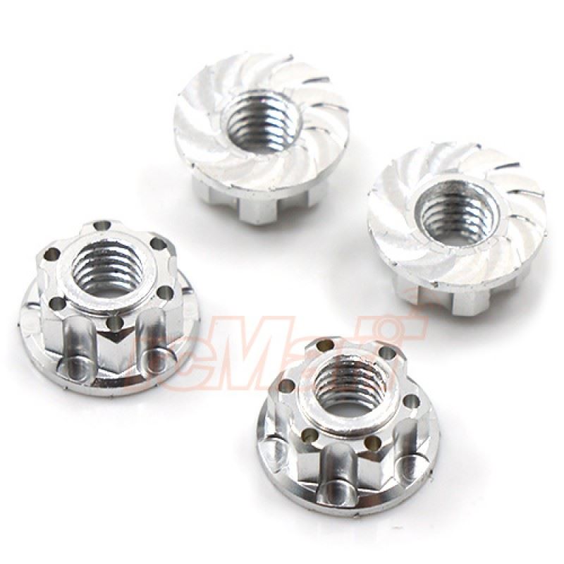 Yeah Racing 4mm Aluminium Wheel Flange Lock Nut 4pcs For RC Car Silver