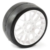 SWEEP 1/8TH EXP GT SLICK GLUED 40DEG TRYES W/BELT / EVO16 WHITE WHEELS / HIGH (PR)