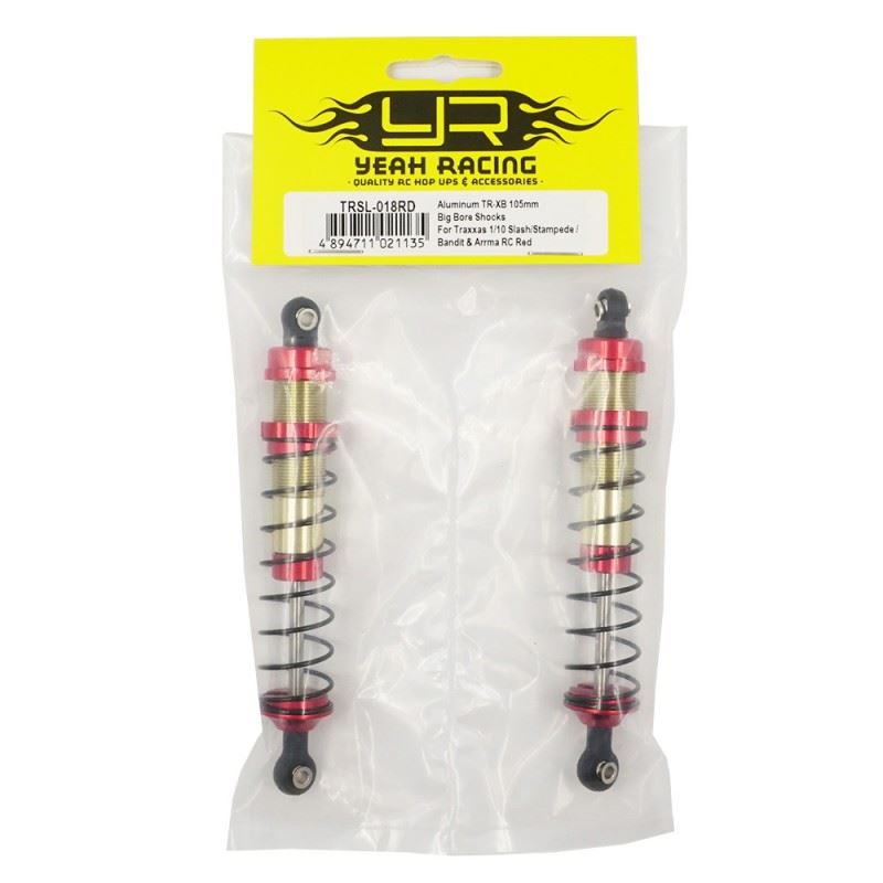 Yeah Racing Aluminum Tr-Xb 105mm Big Bore Shocks For Traxxas 1/10 Slash Stampede Bandit Arrma Rc Red