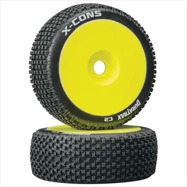 Duratrax X-Cons 1/8 Buggy Tire C2 Mounted Yellow (2)