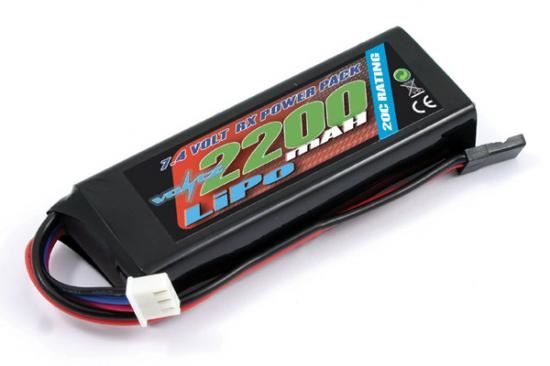 VOLTZ 2300mah 2S 7.4V RX LiPo STRAIGHT BATTERY PACK