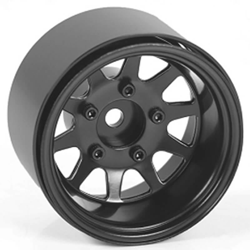 RC4WD DEEP DISH WAGON 1.55  ST AMPED STEEL BEADLOCK WHEELS (BLACK)