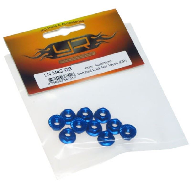 Yeah Racing 4mm Aluminium Serrated Lock Nut 10pcs (DB)