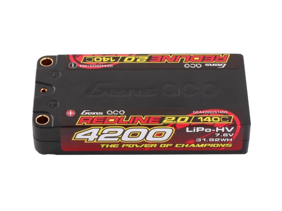 Gens Ace Li-Po Hv Car Hard Case 2S1P 7.6V 4200Mah 140C Rl2 Short 5mm