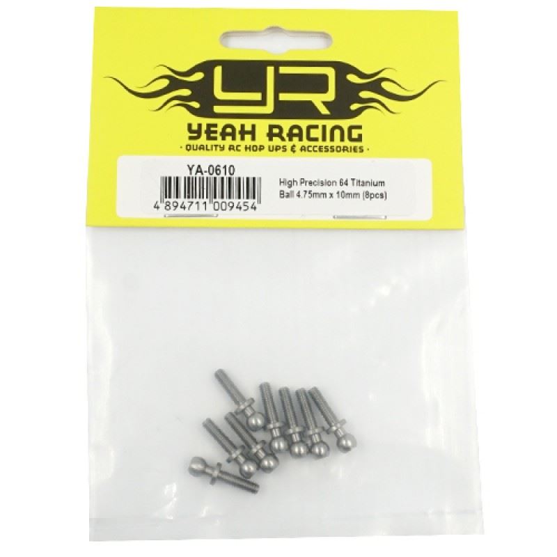 Yeah Racing High Precision 64 Titanium Ball Stud 4.8mm X 10mm 8Pcs