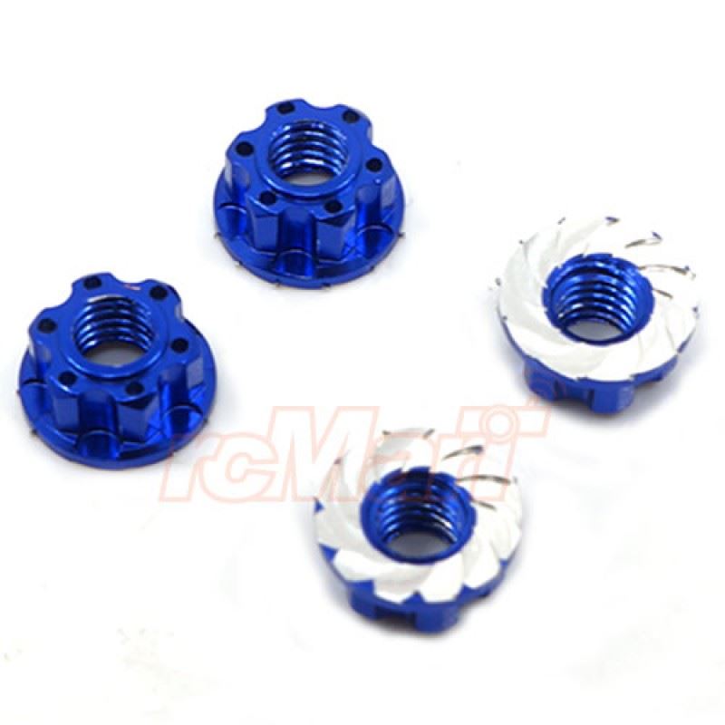 Yeah Racing 4mm Aluminium Wheel Flange Lock Nut 4pcs For RC Car Dark Blue