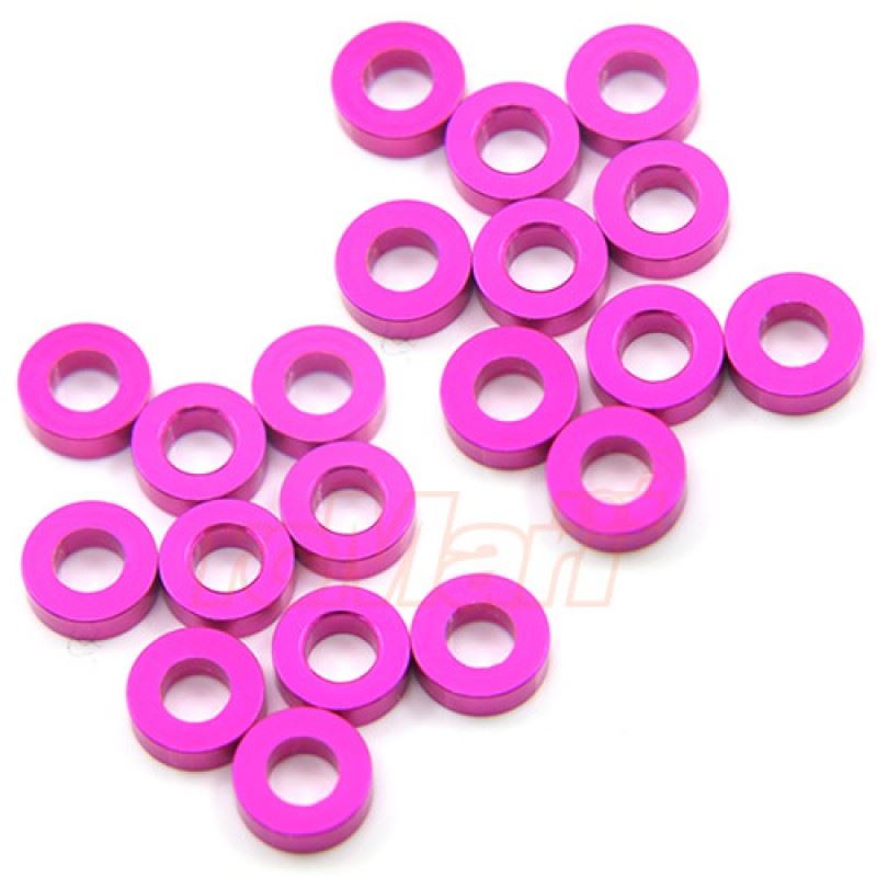 Yeah Racing Aluminum M3 Flat Washer 2mm 20pcs Pink